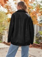 AUTOMET Women's Oversized Faux Leather Jacket - Fall Motorcycle Style Coat with Zipper Closure - Image 2