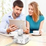 6 Ft Surge Protector Power Strip - 8 Widely Outlets with 4 USB Ports, 3 Side Outlet Extender with 6 Feet Extension Cord, Flat Plug, Wall Mount, Desk USB Charging Station, ETL,White - Image 6