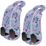 Blusabaca 2PCS Car Seat Back Storage Headrest Hooks, Sunrise Purse Holder Bags Hanger, PU Leather Double Metal Hook for Backseat Organizer, Women Car Accessories Organization - Image 2