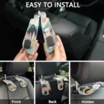 Blusabaca 2PCS Car Seat Back Storage Headrest Hooks, Sunrise Purse Holder Bags Hanger, PU Leather Double Metal Hook for Backseat Organizer, Women Car Accessories Organization - Image 9