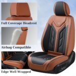 Coverado Seat Covers, Car Seat Covers Full Set, Leather Seat Covers for Cars, Automotive Seat Covers Car Seat Protector Car Accessories Fit for Most Sedans SUV Pick-up Truck(Black&Brown) - Image 4
