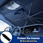 2025 Windshield Sun Shade Umbrella, Foldable Car Umbrella Sunshade with UV Block Car Front Window (Heat Insulation Protection) for Auto Windshield Covers Trucks Cars (Large) - Image 3